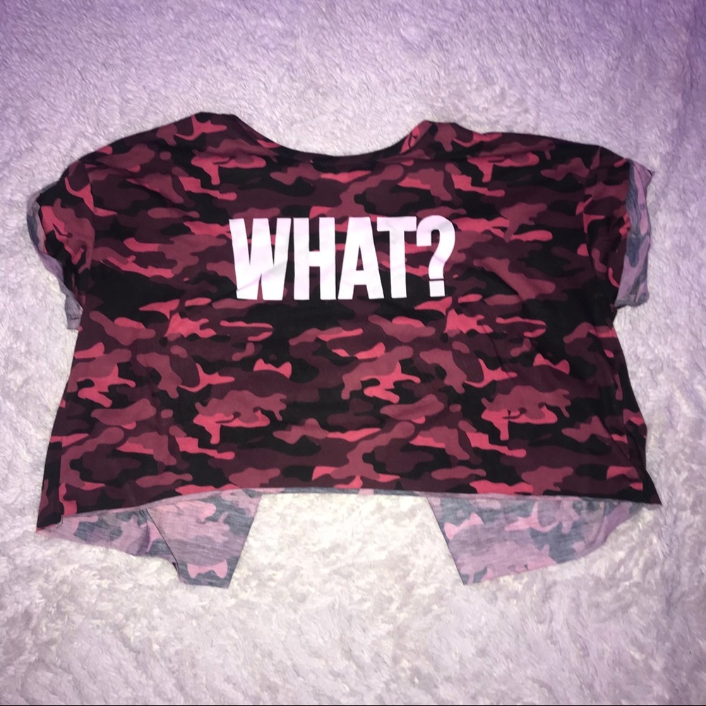 “What?” Army pink t-shirt